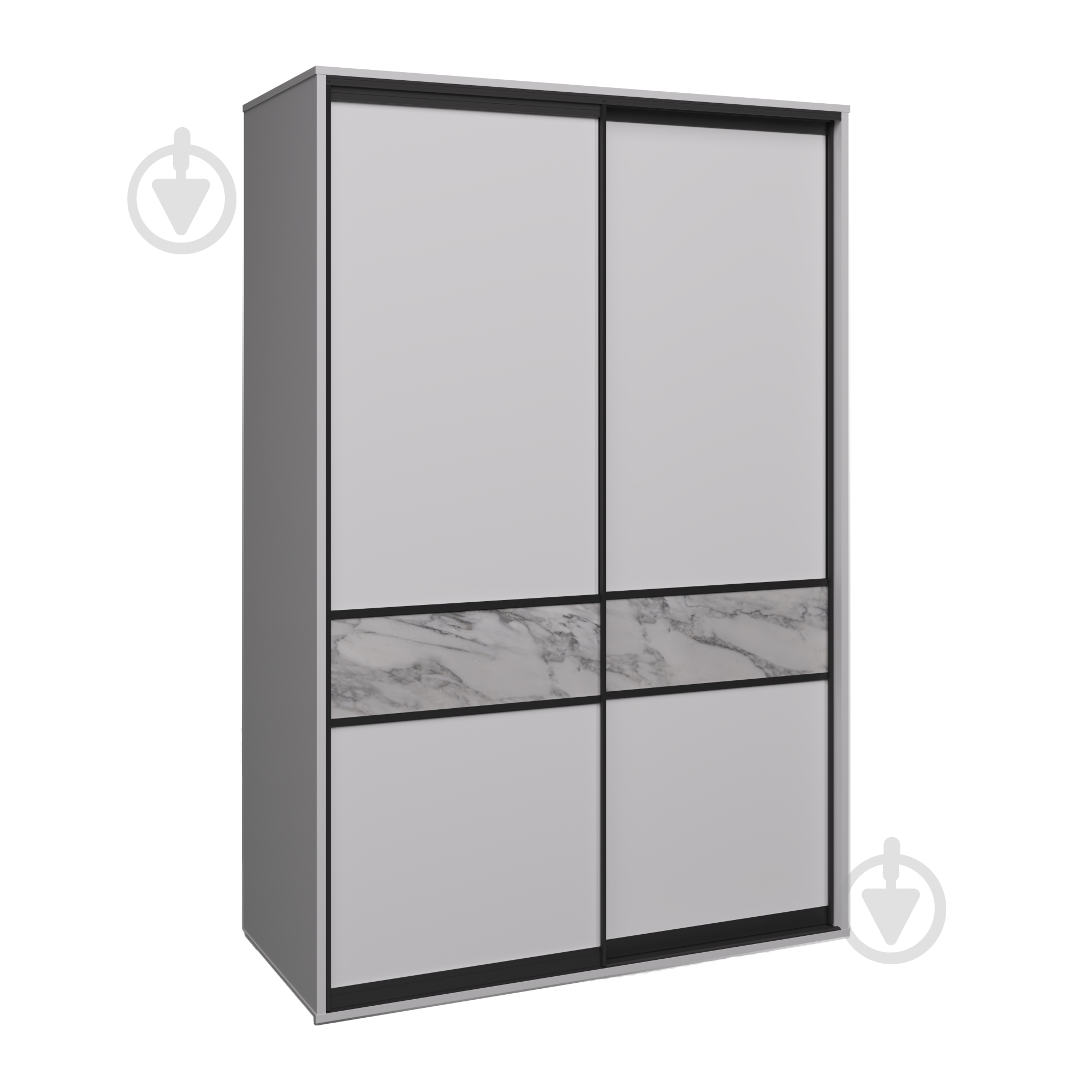 Шафа-купе Тренд 2дв Вісент ДСП 1500x600x2400 мм білий аляска/софт двері ДСП МДФ - фото 2 Шафа-купе Тренд 2дв Вісент ДСП 1500x600x2400 мм білий аляска/софт двері ДСП МДФ - фото 2