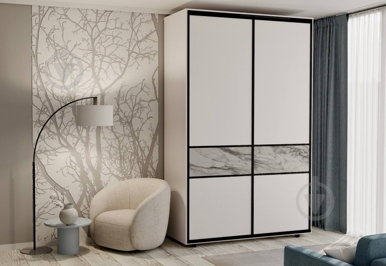 Шафа-купе Тренд 2дв Вісент ДСП 1500x600x2400 мм білий аляска/софт двері ДСП МДФ - фото 1 Шафа-купе Тренд 2дв Вісент ДСП 1500x600x2400 мм білий аляска/софт двері ДСП МДФ - фото 1