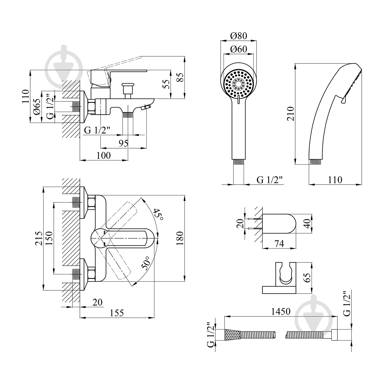 Змішувач для ванни Kroner KRP Bremen - C060 - фото 2