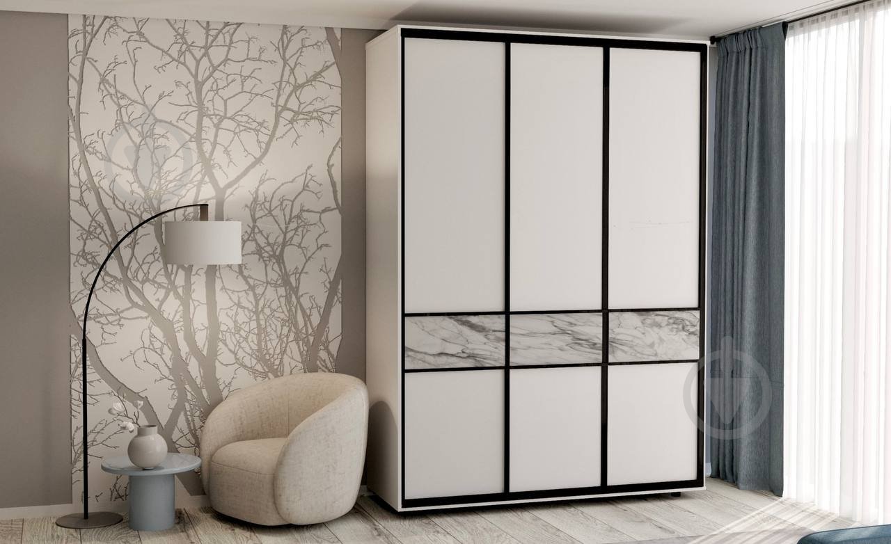 Шафа-купе Тренд 3в Вісент ДСП 1800x600x2400 мм білий аляска/софт двері ДСП МДФ - фото 1 Шафа-купе Тренд 3в Вісент ДСП 1800x600x2400 мм білий аляска/софт двері ДСП МДФ - фото 1