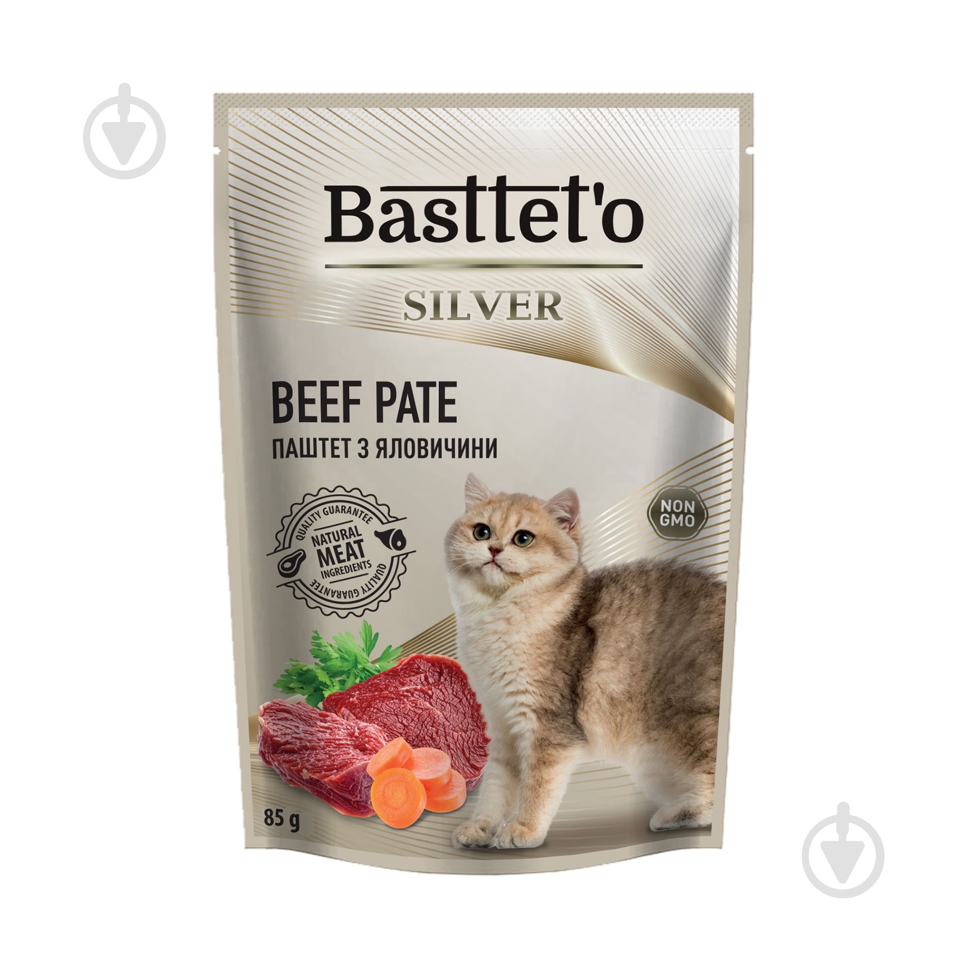 Паштет для котів Basttet`o Silver з яловичиною 85 г - фото 1 Паштет для котів Basttet`o Silver з яловичиною 85 г - фото 1