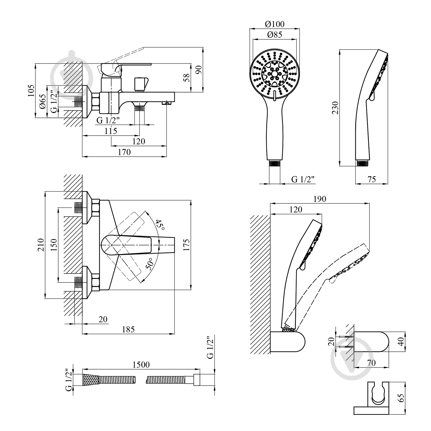 Смеситель для ванны Kroner KRP Eifel - C060 - фото 2 Смеситель для ванны Kroner KRP Eifel - C060 - фото 2