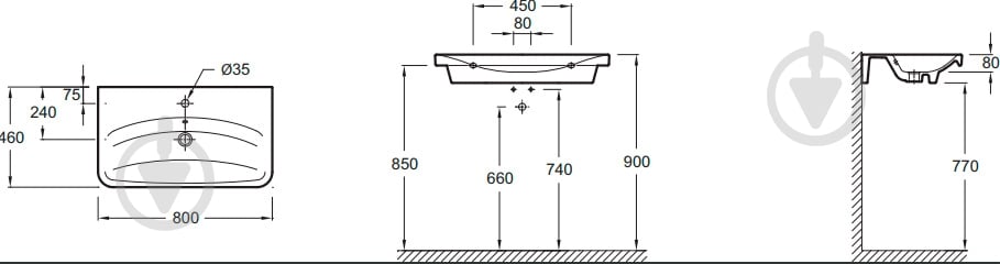 Умывальник Jacob Delafon Replay 80 E4486-00 - фото 2