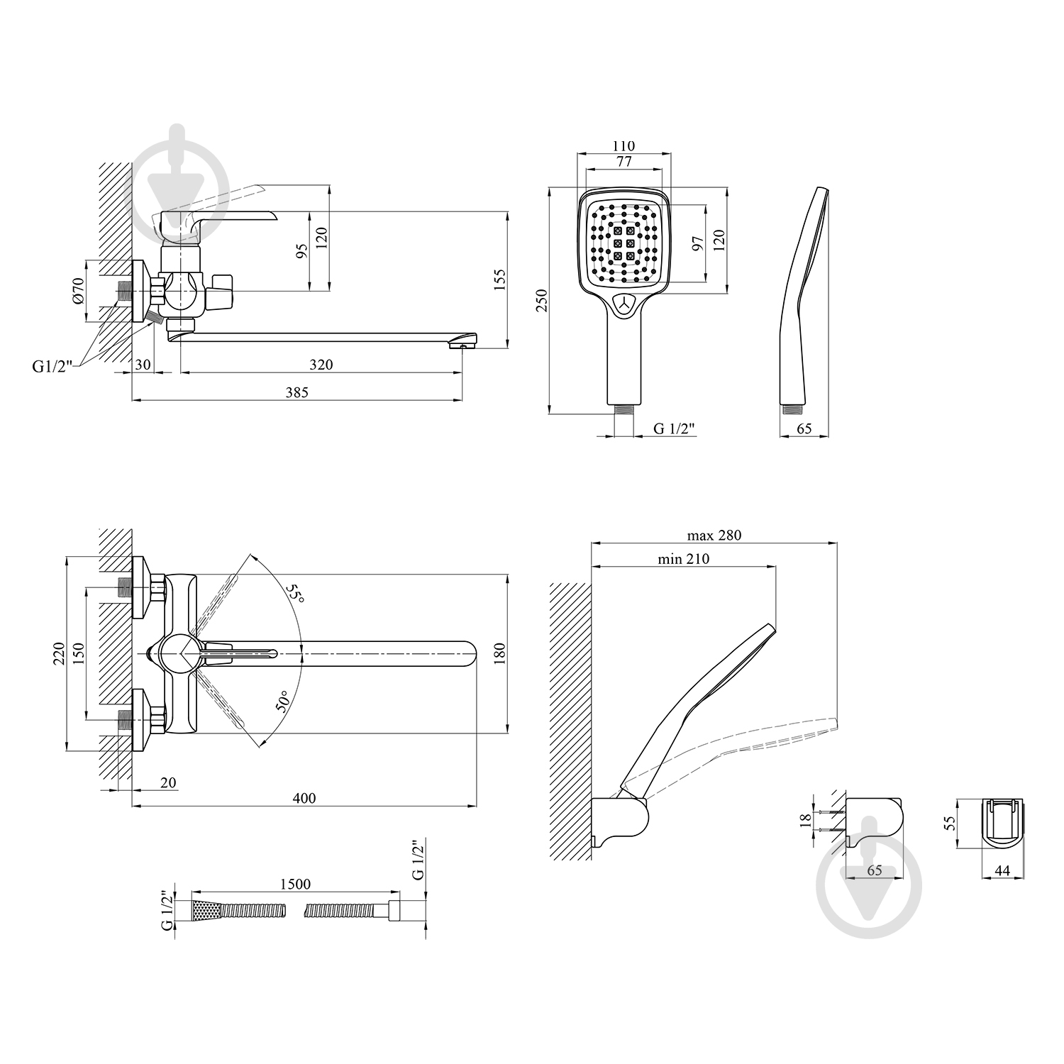 Змішувач для ванни Kroner KRP Essen - C070 - фото 2 Змішувач для ванни Kroner KRP Essen - C070 - фото 2