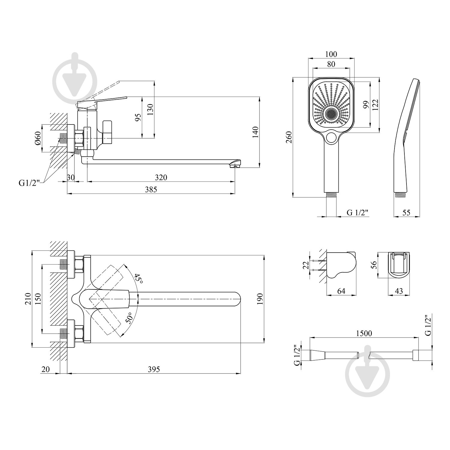 Смеситель для ванны Kroner KRP Makon - C070 - фото 2