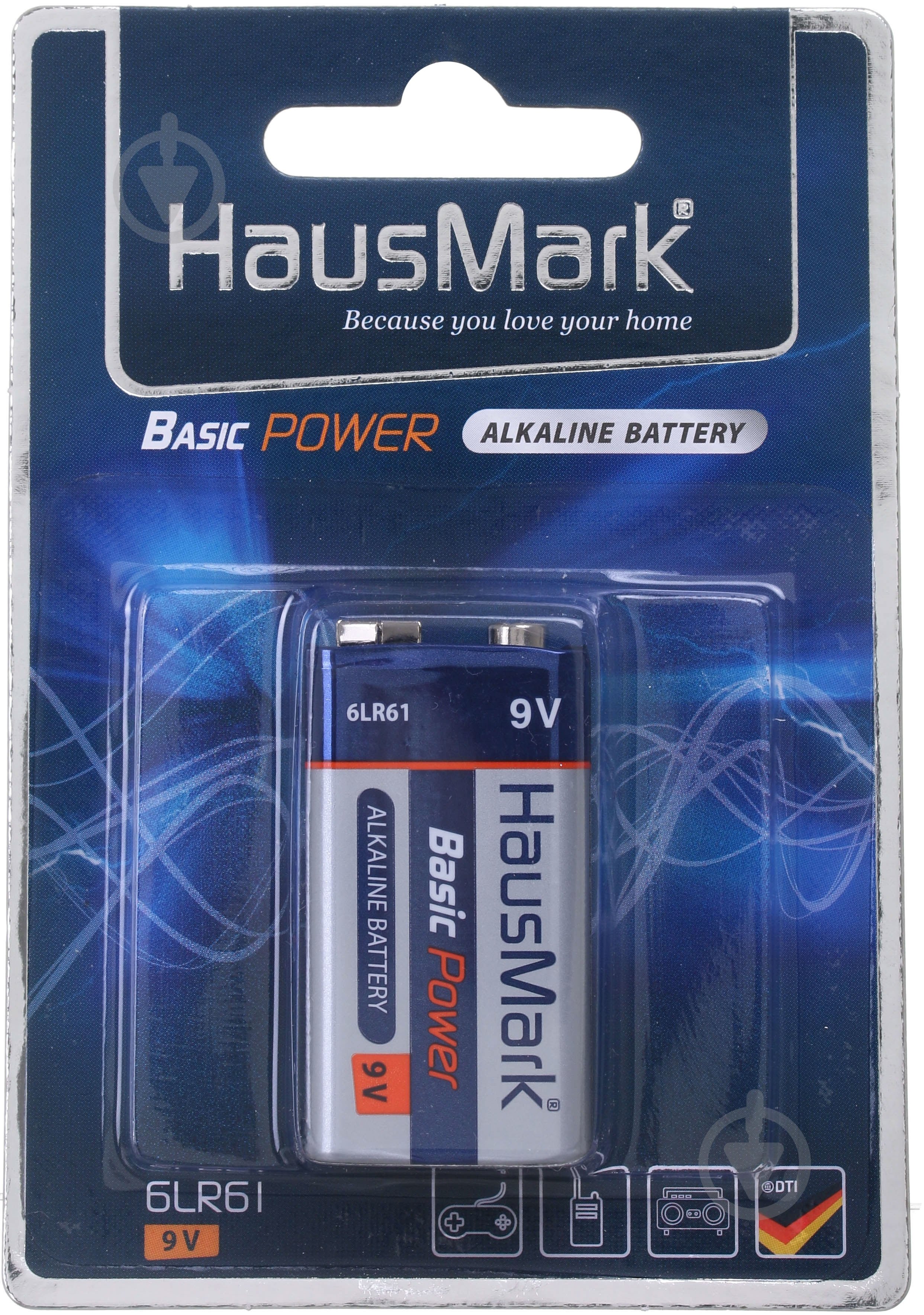 Батарейка HausMark Basic Power 6LR61 1 шт. (MST-1AL9V) - фото 1