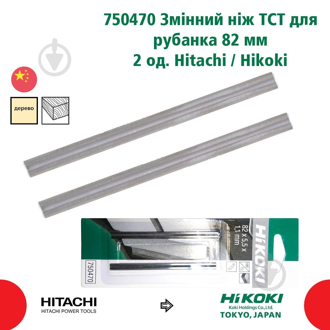 Ножі для рубанка Hitachi 82 мм 2 шт. 750470 - фото 2
