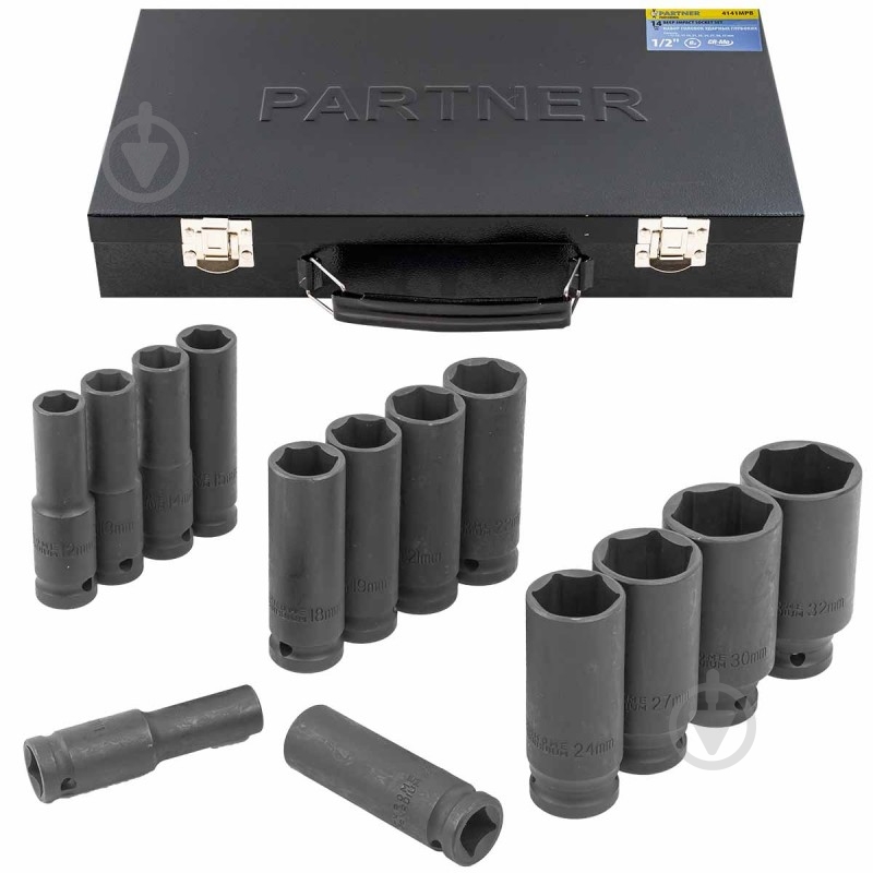 Набор головок ударных глубоких Partner 14 шт. PA-4141MPB - фото 1 Набор головок ударных глубоких Partner 14 шт. PA-4141MPB - фото 1