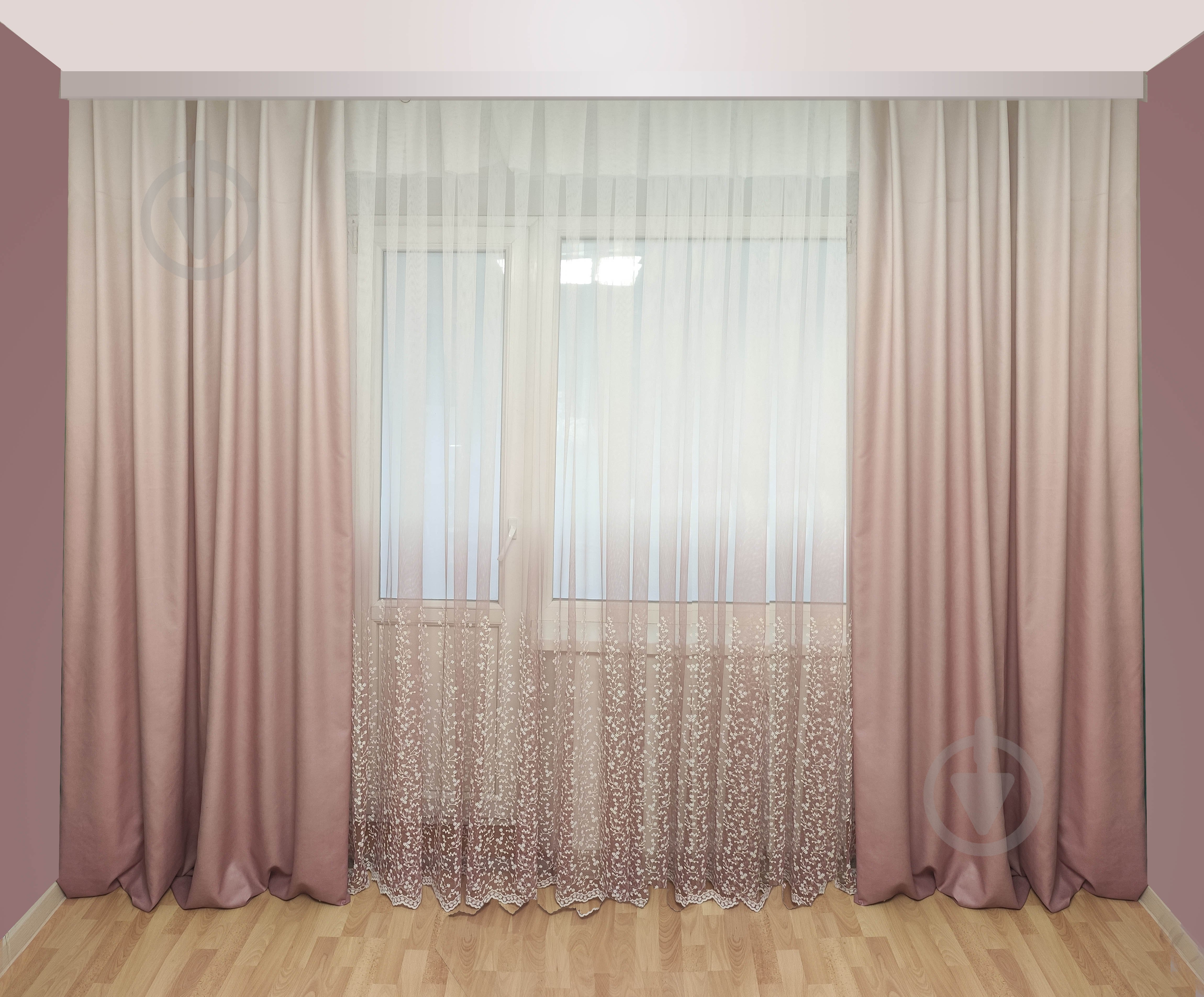 Комплект штор Флора Градієнт 200x255 бежевий Декор-ін - фото 1 Комплект штор Флора Градієнт 200x255 бежевий Декор-ін - фото 1