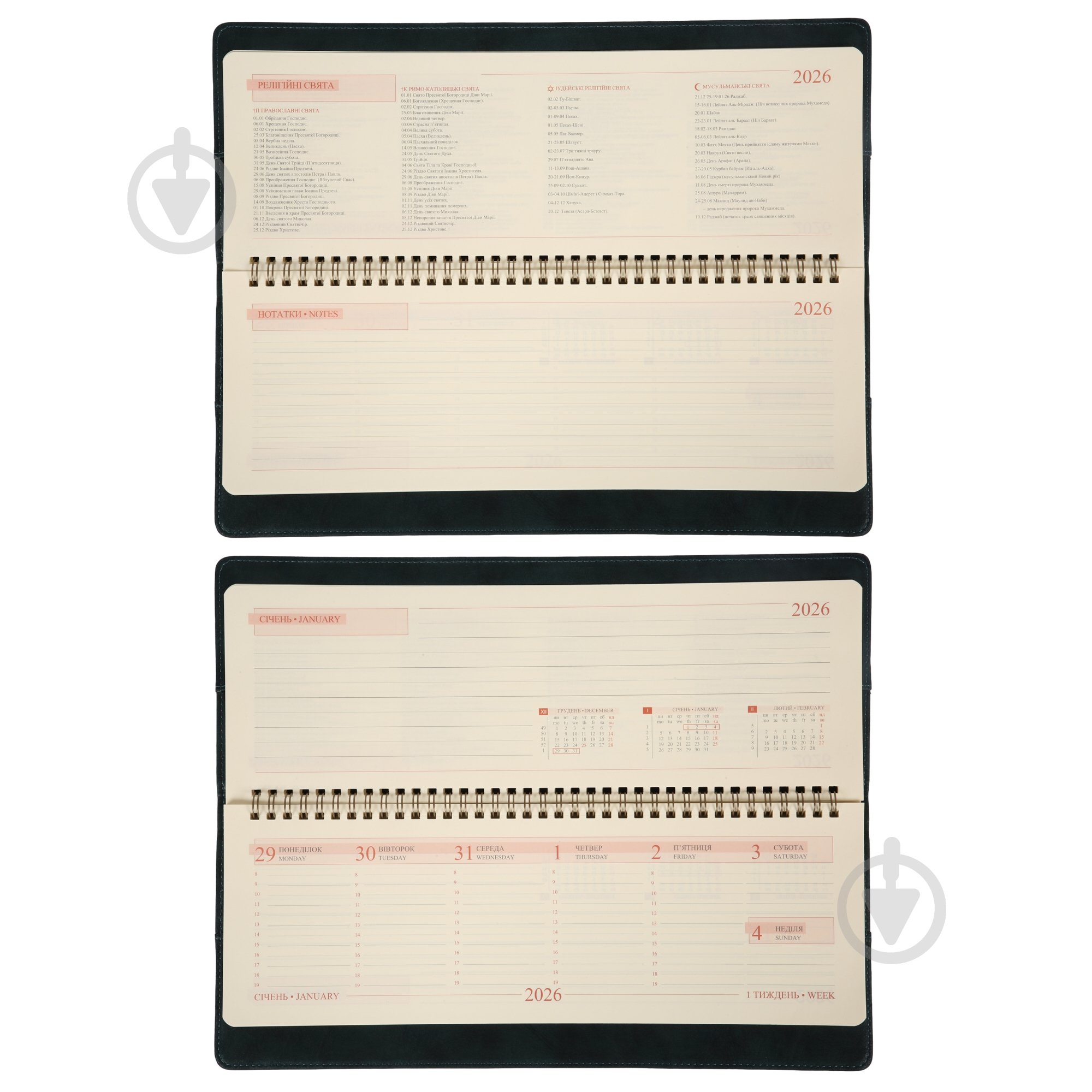 Еженедельник датированный настольный 34х13 см Case Leo Planner A4 2026 252678 зеленый - фото 5