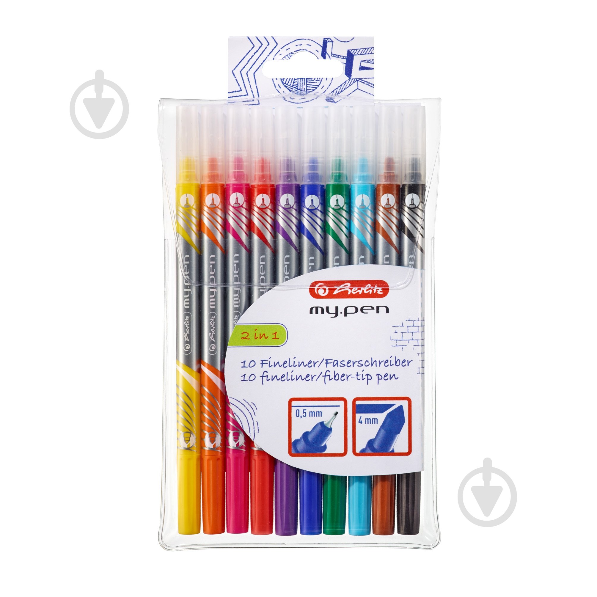 Фломастеры двухсторонние My.Pen 10 цветов 0,5/4 мм 11367232 Herlitz - фото 1