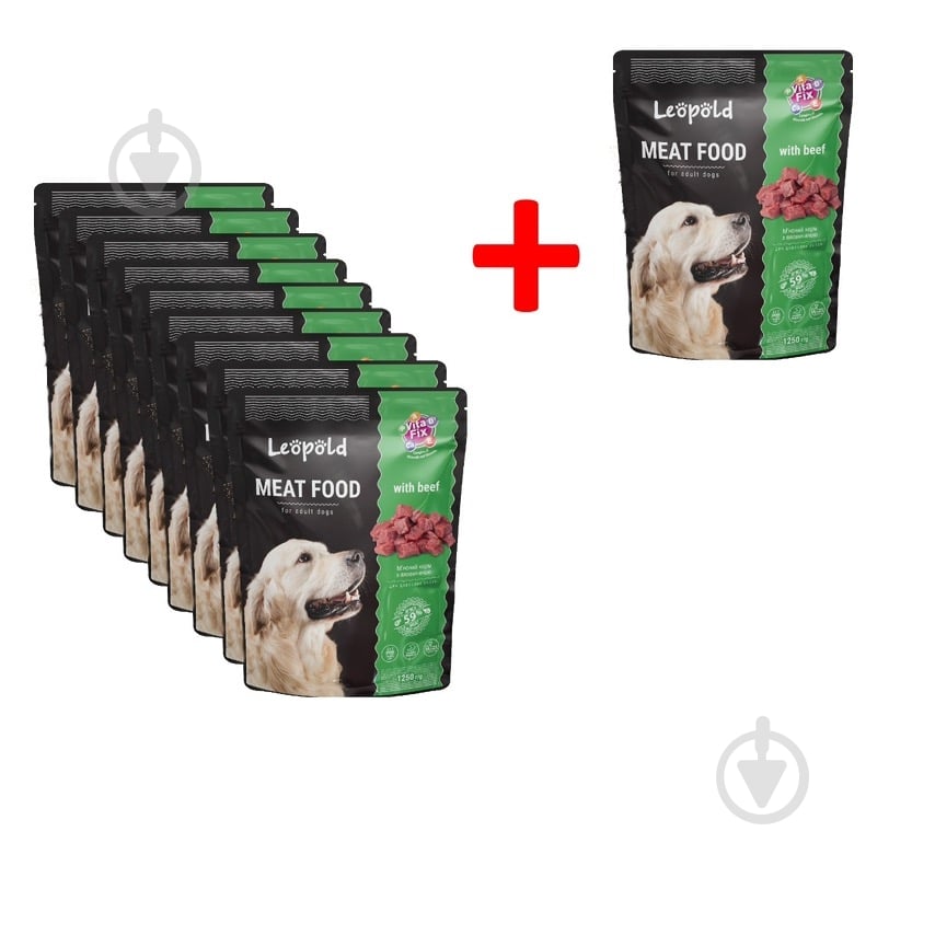Корм вологий для усіх порід Леопольд асорті 10 шт. з яловичиною та куркою 12,5 кг - фото 1 Корм вологий для усіх порід Леопольд асорті 10 шт. з яловичиною та куркою 12,5 кг - фото 1