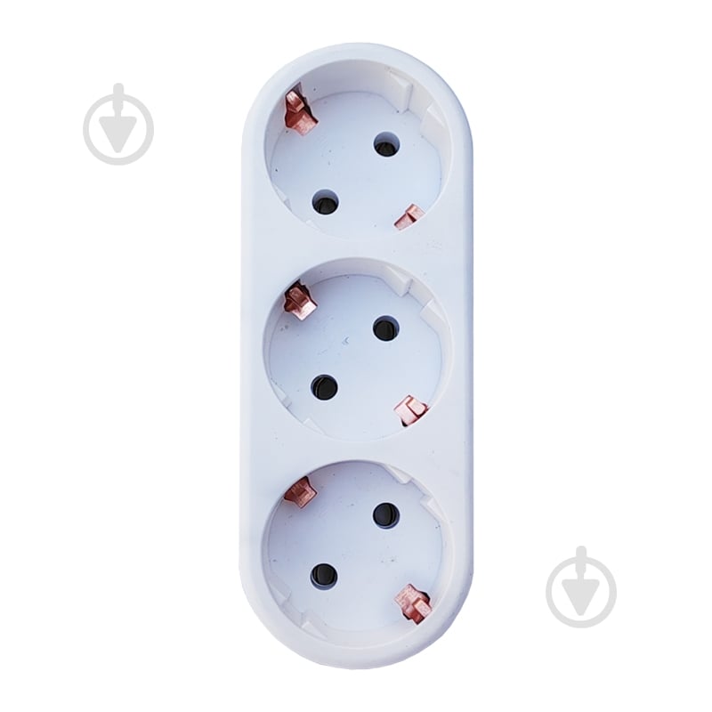 Тройник ElectrO 16A 250В Тип C (евро) - Тип F (евро) с заземлением 3 гн. белый B31G - фото 2 Тройник ElectrO 16A 250В Тип C (евро) - Тип F (евро) с заземлением 3 гн. белый B31G - фото 2