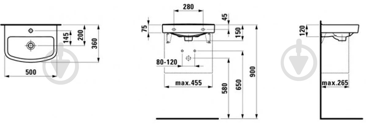 Умывальник Laufen Kompas 50 1015.0 - фото 3 Умывальник Laufen Kompas 50 1015.0 - фото 3