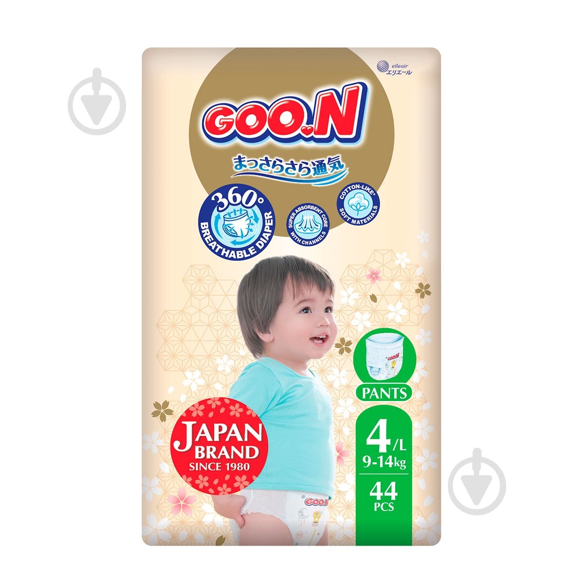 Підгузки-трусики Goo.N Premium Soft для дітей L 9-14 кг 44 шт. - фото 1
