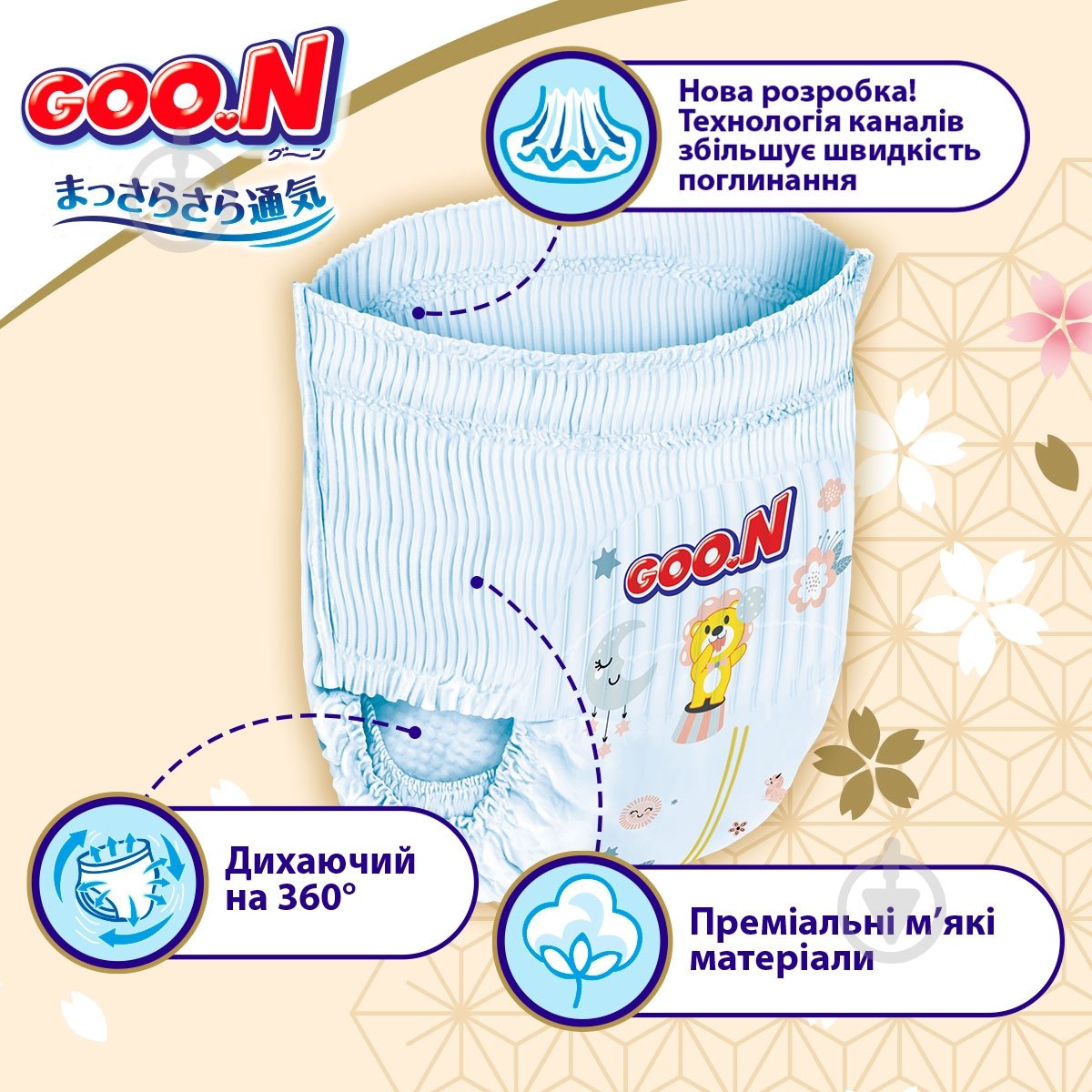 Подгузники-трусики Goo.N Premium Soft для детей XL 12-17 кг 36 шт. - фото 2 Подгузники-трусики Goo.N Premium Soft для детей XL 12-17 кг 36 шт. - фото 2