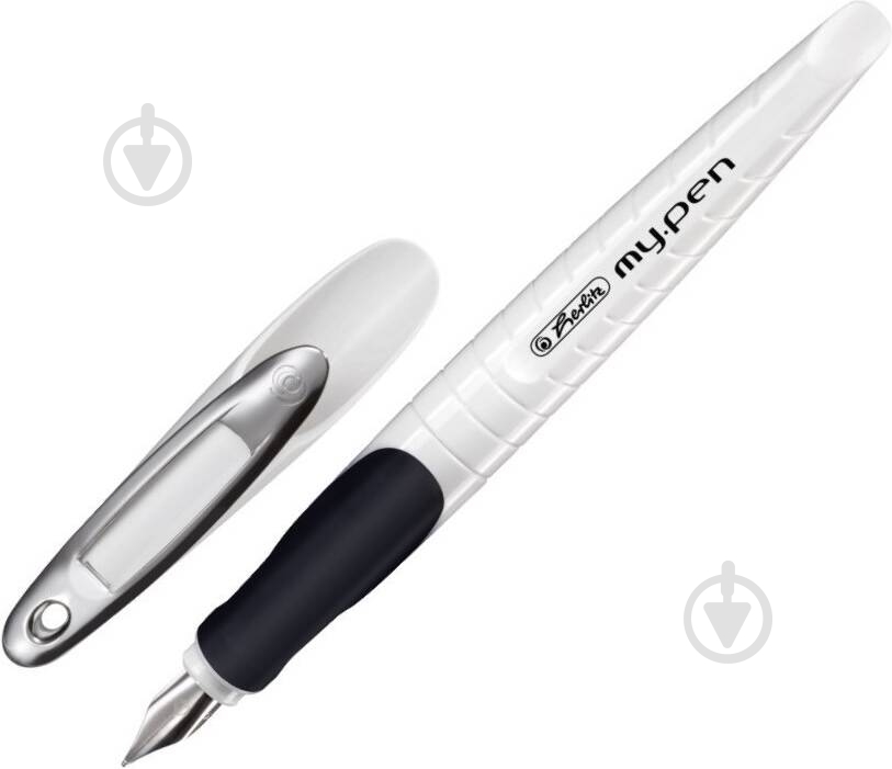 Ручка перова Herlitz My.pen White-Black білий корпус 10999795 для лівші - фото 1