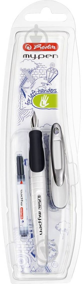 Ручка перова Herlitz My.pen White-Black білий корпус 10999795 для лівші - фото 3
