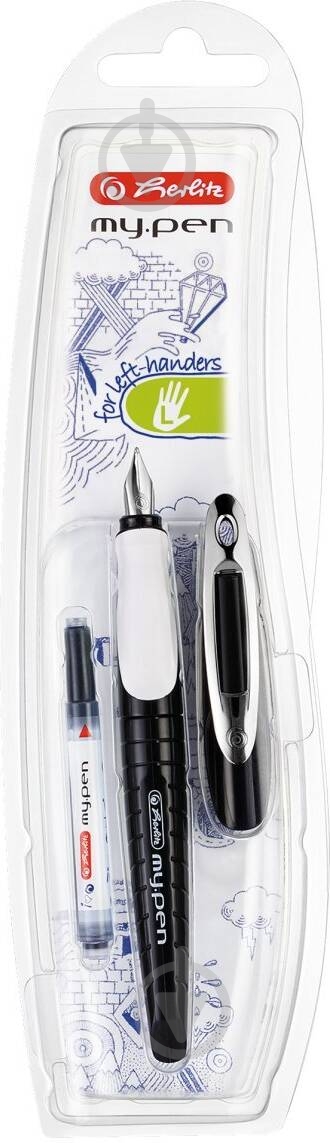 Ручка перова Herlitz My.pen Black-White чорний корпус 10999803 для лівші - фото 5