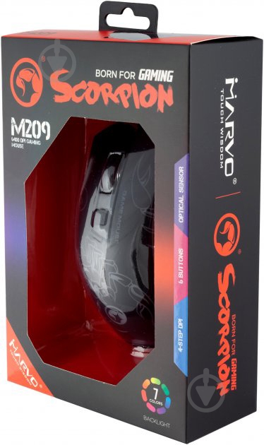 Мишка Marvo 7 colors-LED USB black (M209) - фото 5 Мишка Marvo 7 colors-LED USB black (M209) - фото 5