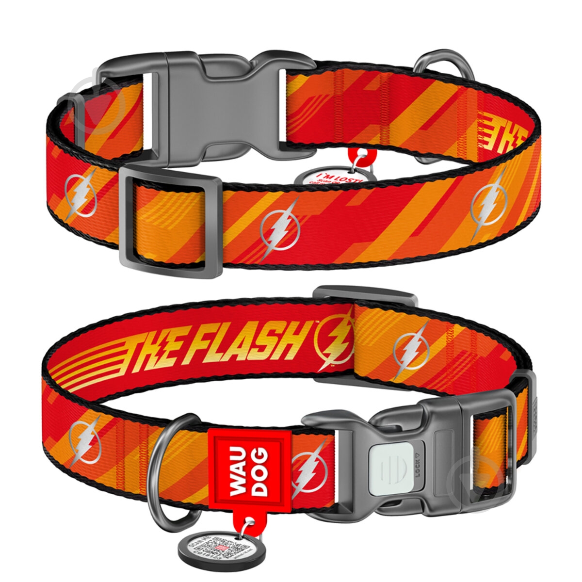 Нашийник Waudog Nylon малюнок "ФлеШЛого" пластиковий фастекс S Ш15 мм Д25-35 см - фото 1 Нашийник Waudog Nylon малюнок "ФлеШЛого" пластиковий фастекс S Ш15 мм Д25-35 см - фото 1