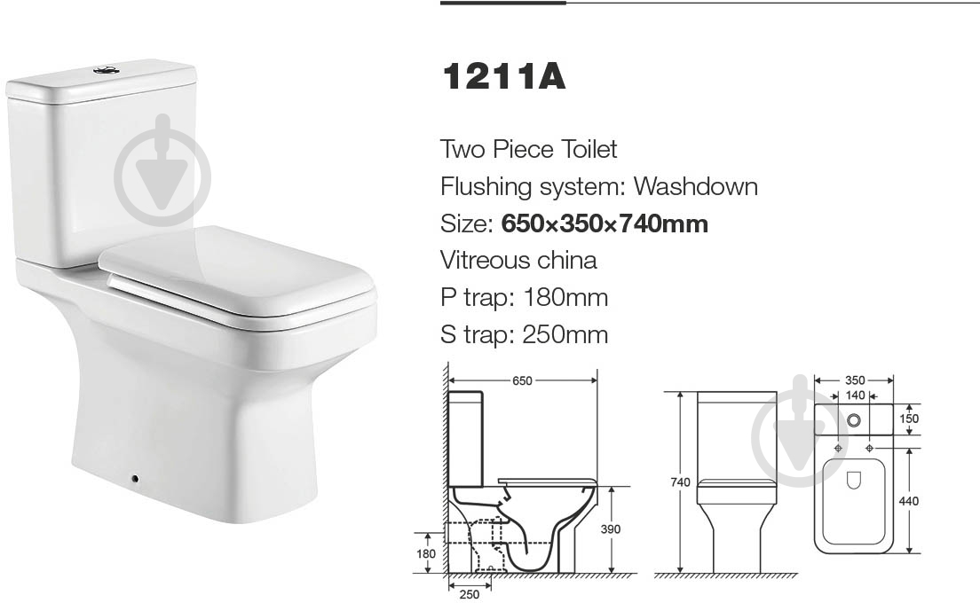 Унитаз-компакт Water House Cube 1211a-P - фото 5