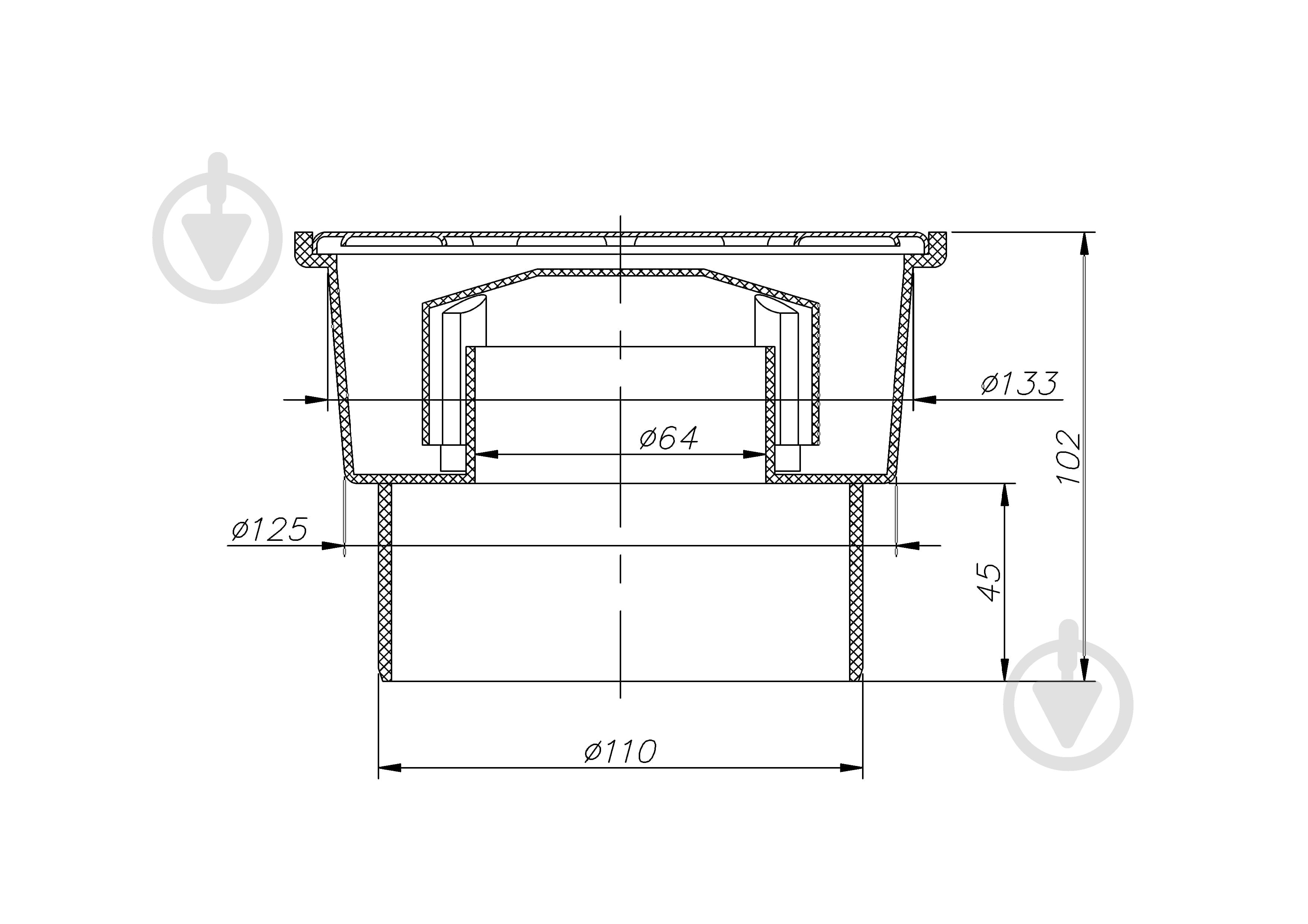 Душевой трап Water House D110 с нержавеющей решеткой 150х150 гидрозатвор - фото 3