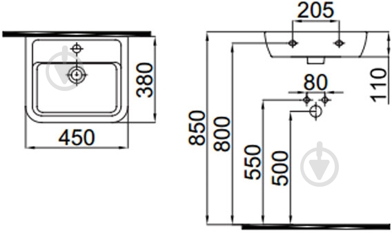 Умывальник IDEVIT Halley 45 (0101-4385) - фото 2