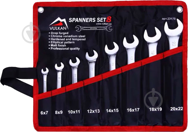 Набор ключей рожковых Vulkan Combine Spanner 8 шт 23170 - фото 1