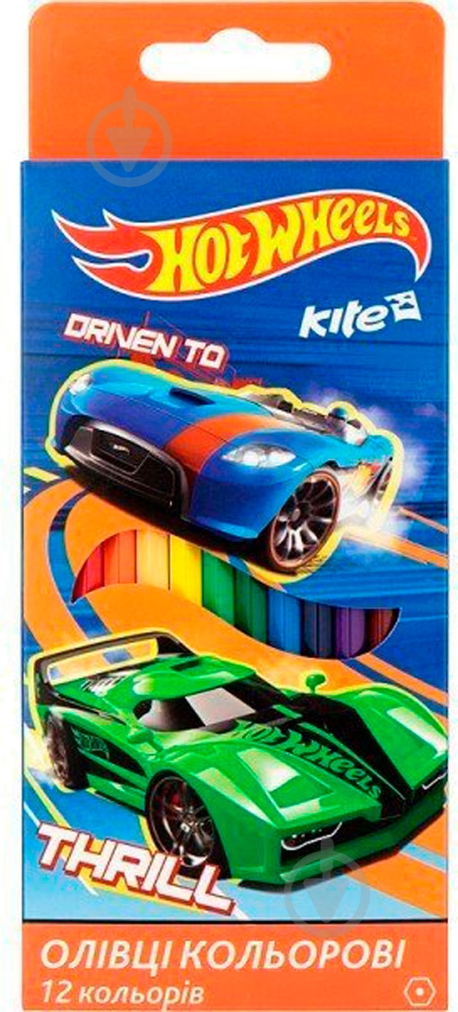 Карандаши цветные Hot Wheels 12 шт. KITE - фото 1