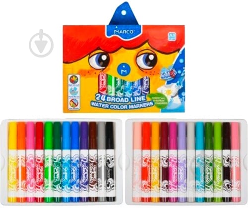 Фломастеры Super Washable Jumbo 24 шт Marco - фото 2