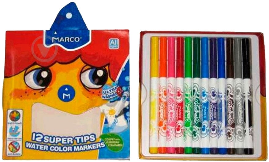 Набір фломастерів Super Washable 12 кольорів 1630-12CB Marco - фото 3