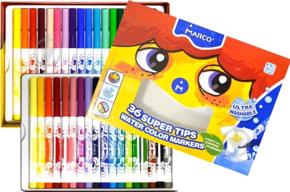 Набір фломастерів Super Washable 36 кольорів 1630-36CB Marco - фото 2