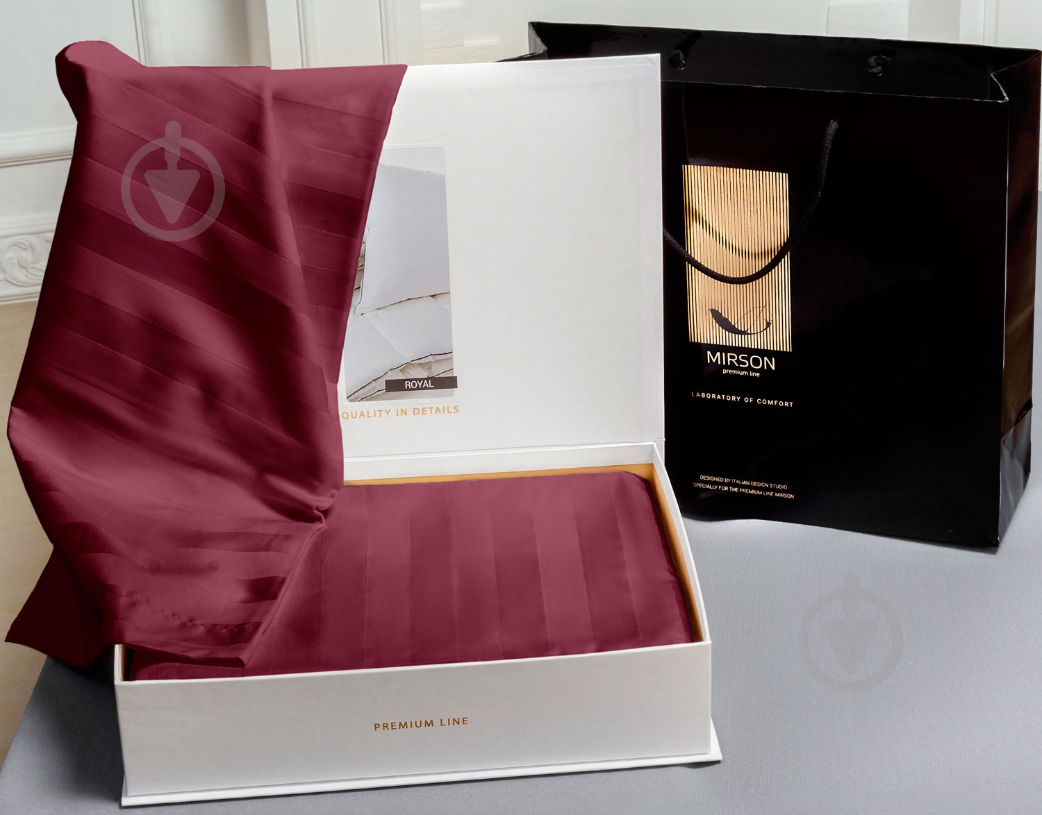 Комплект постельного белья Aldo евро бордовый MirSon - фото 2