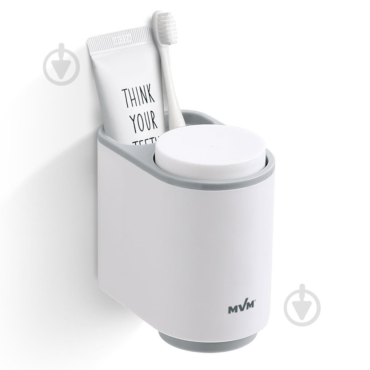 Стакан для зубных щеток MVM BP-20 white/grey - фото 1