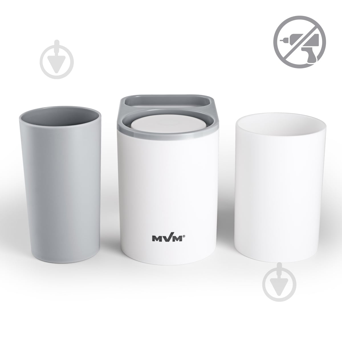 Стакан для зубных щеток MVM BP-20 white/grey - фото 3