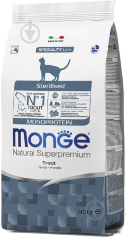 Корм Monge Caт Monoprotein Sterilized Trota риба та рис 400 г - фото 1