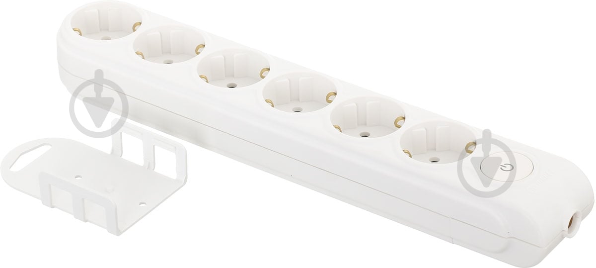 Колодка Makel із заземленням 6 гн. з вимикачем білий N6310000 - фото 1
