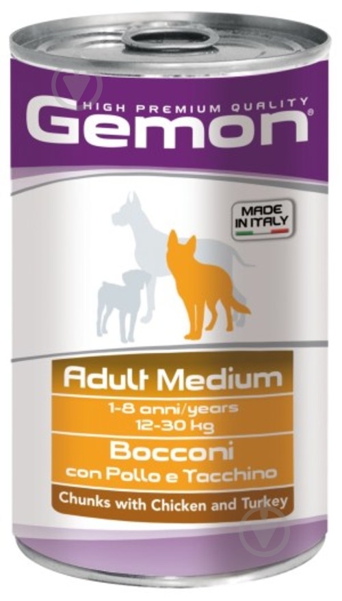 Корм для середніх порід GEMON Dog Medium Adult Chicen/Turkey, 1250 гр (курка) 1250 г - фото 1 Корм для середніх порід GEMON Dog Medium Adult Chicen/Turkey, 1250 гр (курка) 1250 г - фото 1