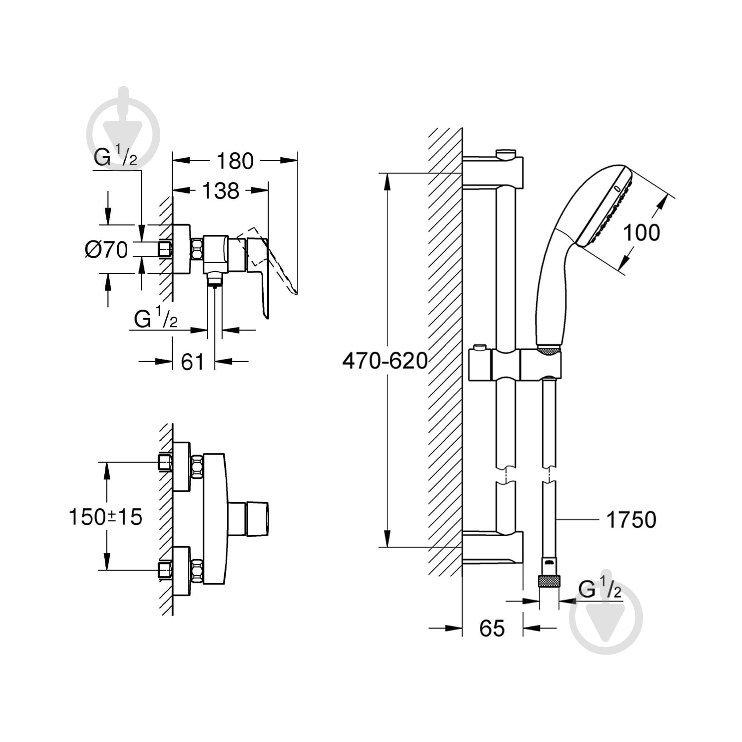 Змішувач для душу Grohe QuickFix Start Black UA30330801 - фото 3
