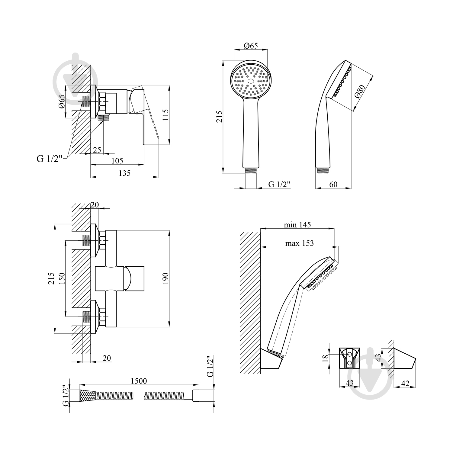 Смеситель для душа Kroner KRM Main - C050 - фото 2