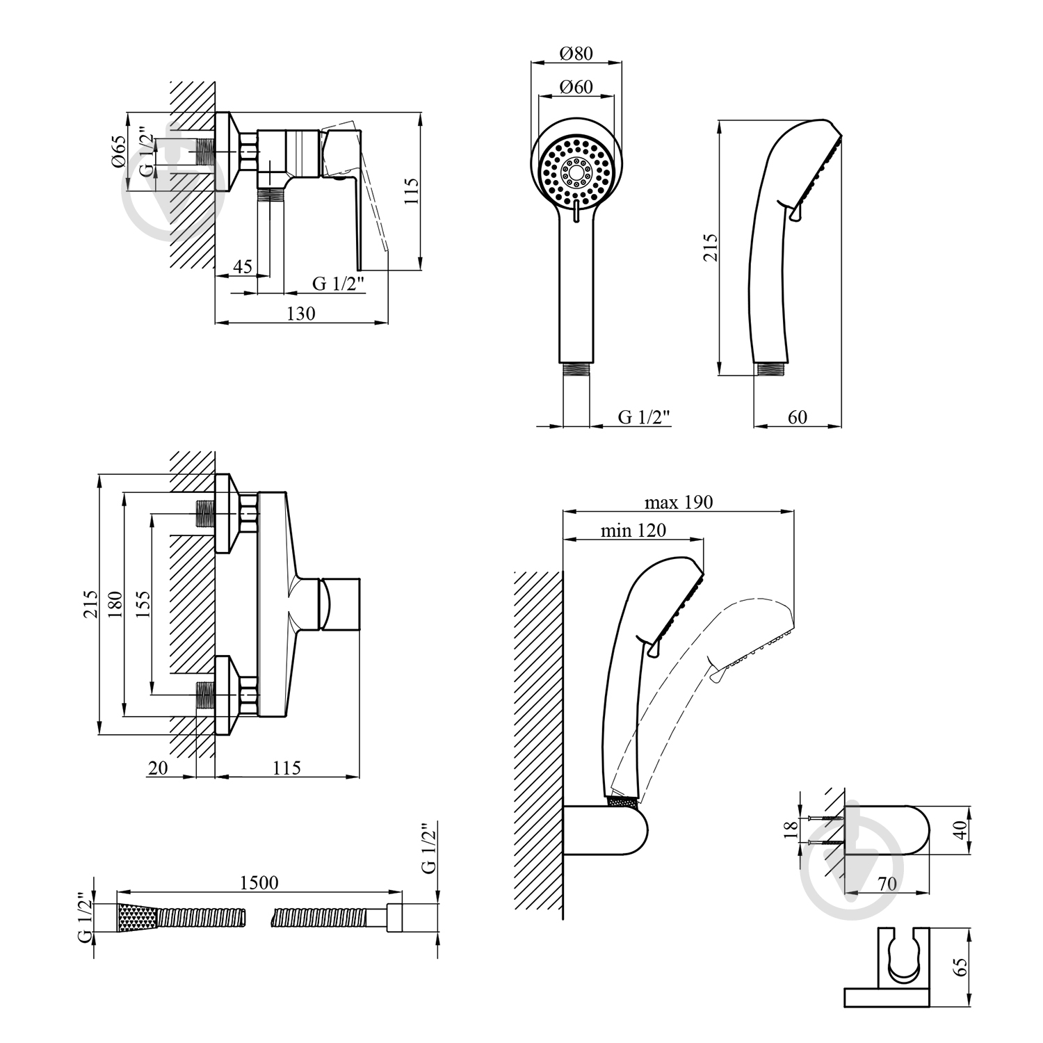 Смеситель для душа Kroner KRP Eifel - C050 - фото 2