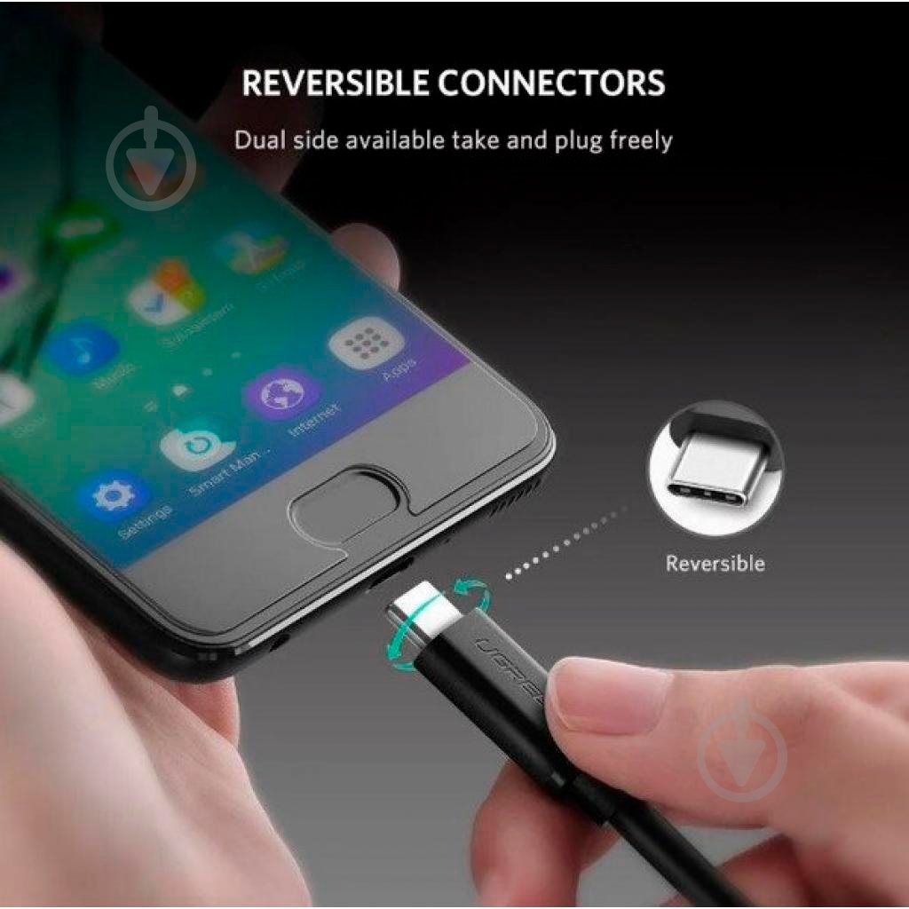 Кабель UGREEN US286 Type-C - Type-C 3A 1 м черный (50997) - фото 6