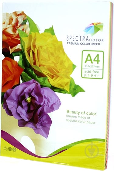 Бумага офисная цветная Spectra Color A4 80 г/м разноцветный 50 листов - фото 1