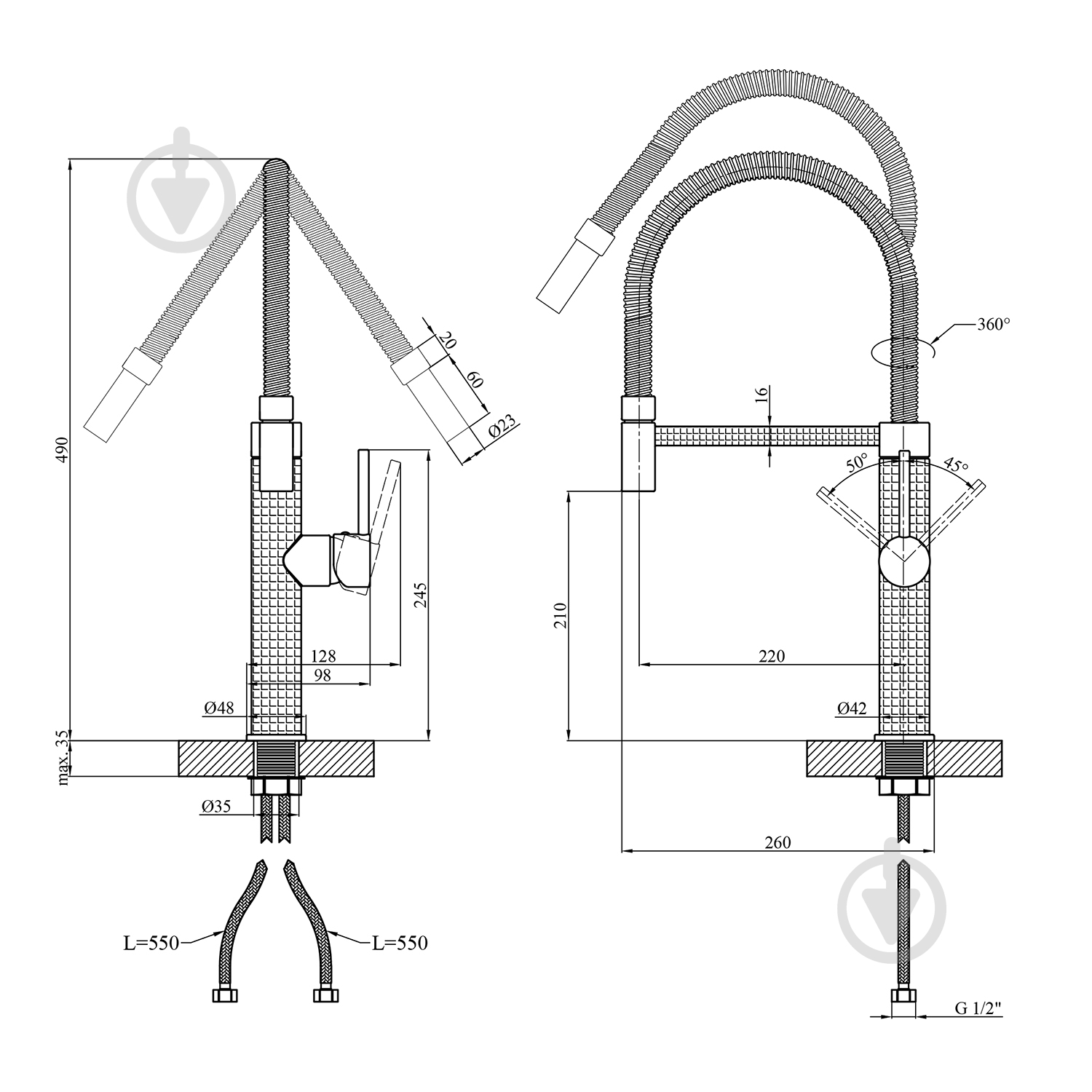 Смеситель для кухни Kroner KRP Ersel - GRP03999 - фото 2 Смеситель для кухни Kroner KRP Ersel - GRP03999 - фото 2