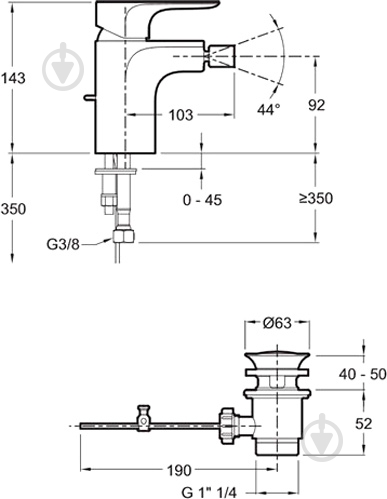 Смеситель для биде Jacob Delafon Aleo Е72279-СР - фото 2