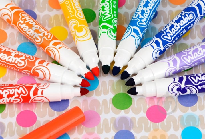 Набор фломастеров Super Washable Jumbo 36 цветов 1632-36CB Marco - фото 9