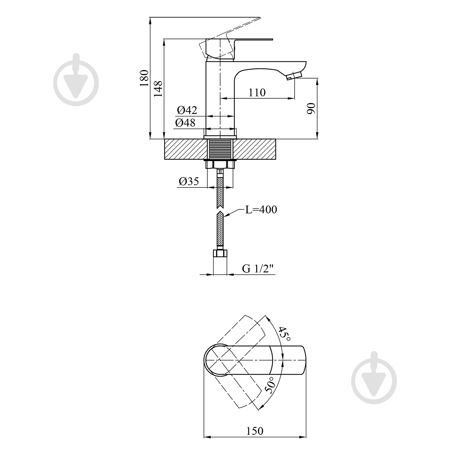 Смеситель для умывальника Kroner KRM Main - C010 - фото 2 Смеситель для умывальника Kroner KRM Main - C010 - фото 2