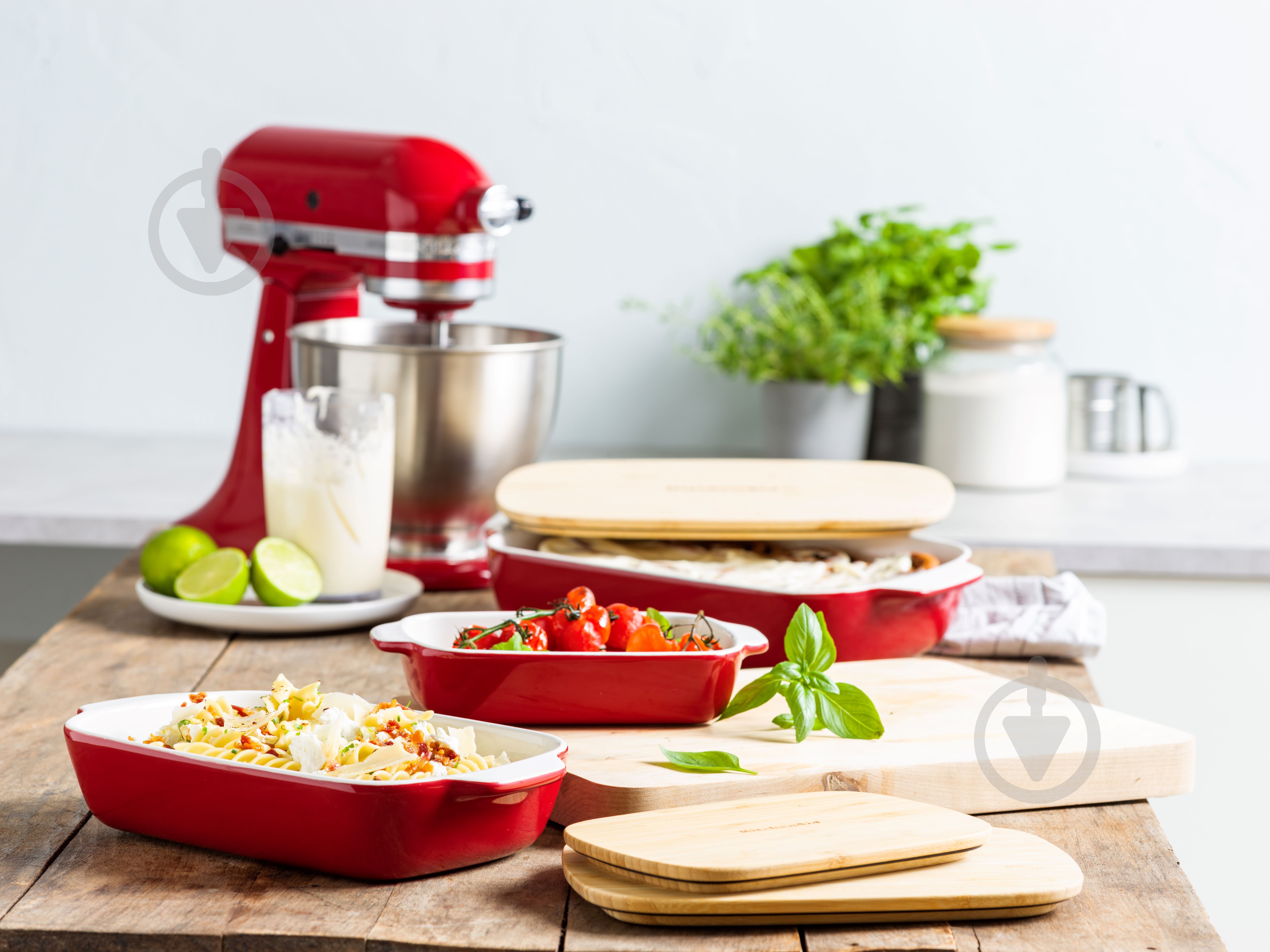 Форма для випікання з кришкою KitchenAid керамогранітна 8,8х24,8х40,4 см, 3,8 л червоний (CC006108-001) - фото 4