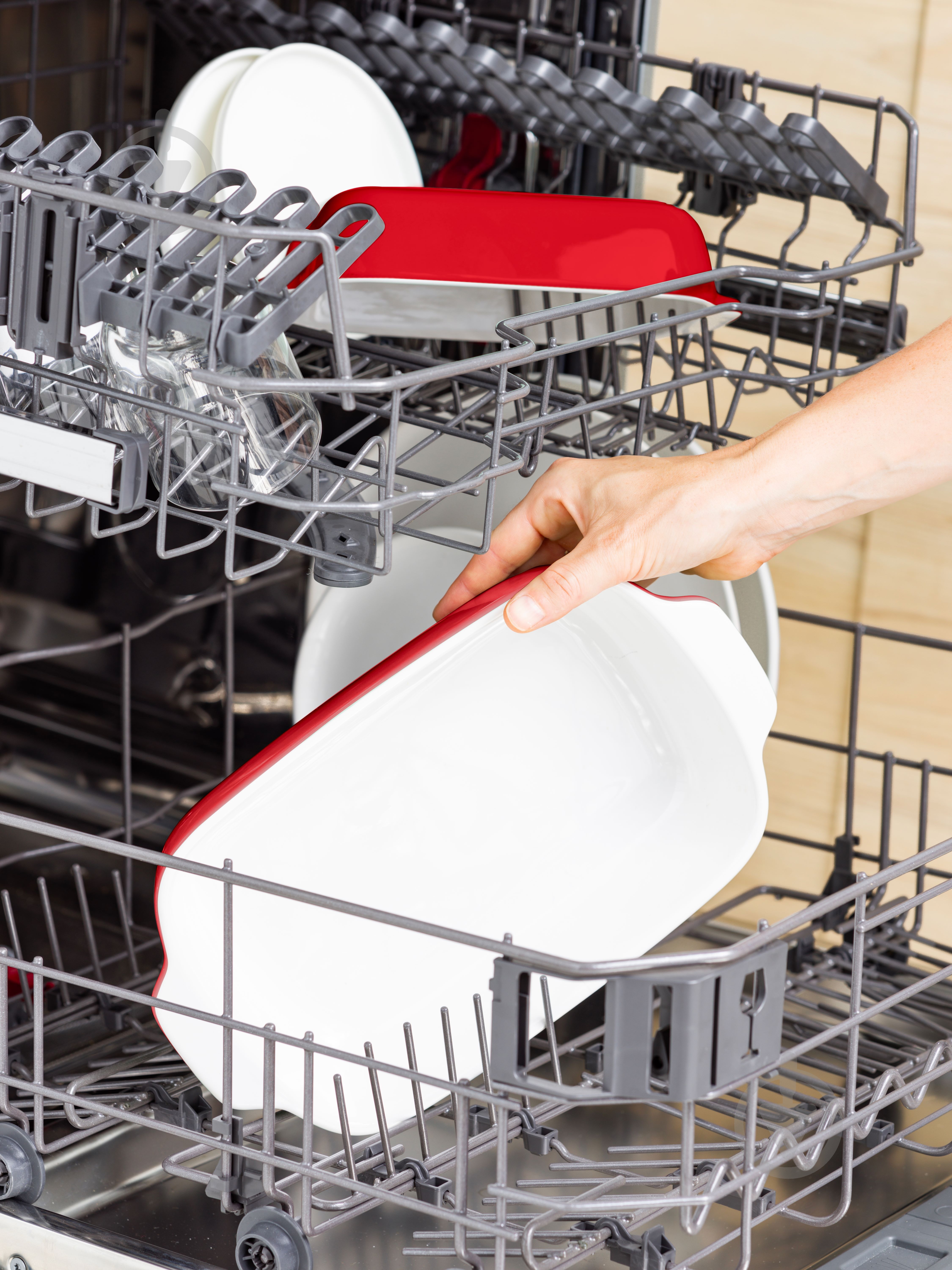 Форма для випікання з кришкою KitchenAid керамогранітна 8,8х24,8х40,4 см, 3,8 л червоний (CC006108-001) - фото 8